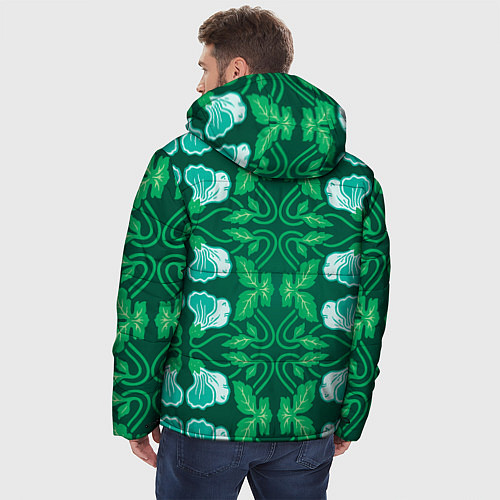 Мужская зимняя куртка Зелёный цветочный паттерн / 3D-Красный – фото 4