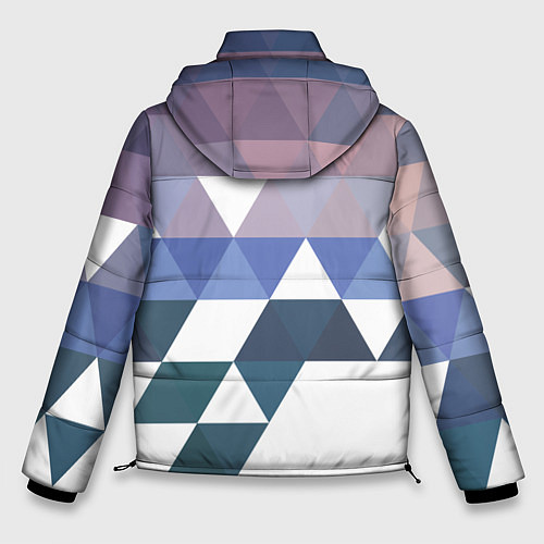 Мужская зимняя куртка Абстрактные разноцветные треугольники в паттерне / 3D-Светло-серый – фото 2