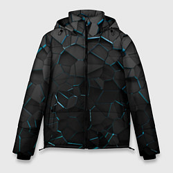 Куртка зимняя мужская Плиты с синей неоновой подсветкой, цвет: 3D-черный