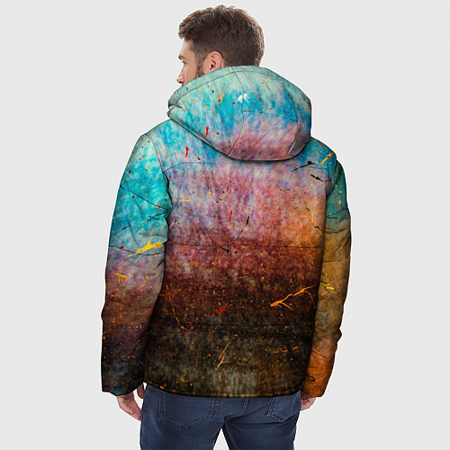 Мужская зимняя куртка Разноцветные тени и краски / 3D-Красный – фото 4