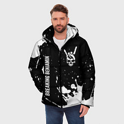 Куртка зимняя мужская Breaking Benjamin и рок символ на темном фоне, цвет: 3D-черный — фото 2