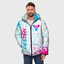 Куртка зимняя мужская Destiny neon gradient style: надпись, символ, цвет: 3D-черный — фото 2