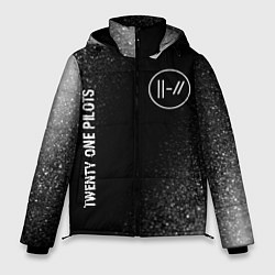 Куртка зимняя мужская Twenty One Pilots glitch на темном фоне: надпись,, цвет: 3D-черный