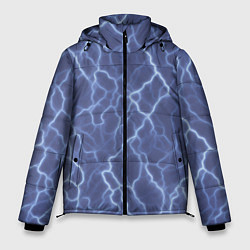 Куртка зимняя мужская Электрический разряд на голубом фоне, цвет: 3D-черный