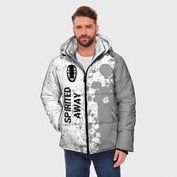 Куртка зимняя мужская Spirited Away glitch на светлом фоне: по-вертикали, цвет: 3D-черный — фото 2