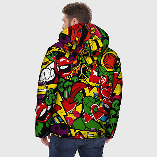 Мужская зимняя куртка Хиппи, знаки, позитифф / 3D-Красный – фото 4