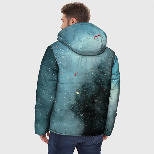 Мужская зимняя куртка Синий дым и остатки красок / 3D-Красный – фото 4
