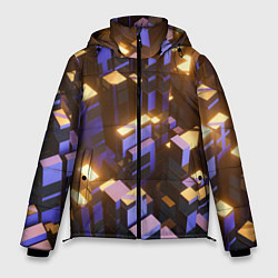Куртка зимняя мужская Фиолетовые и светящиеся кубы, цвет: 3D-красный