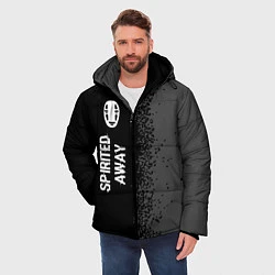 Куртка зимняя мужская Spirited Away glitch на темном фоне: по-вертикали, цвет: 3D-черный — фото 2