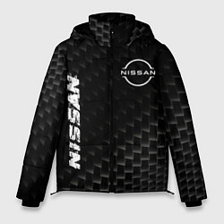 Куртка зимняя мужская Nissan карбоновый фон, цвет: 3D-черный