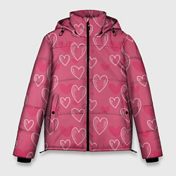 Куртка зимняя мужская Нарисованные сердца паттерн, цвет: 3D-красный