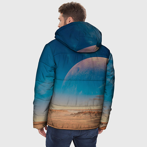 Мужская зимняя куртка Пустыня и очертания планеты / 3D-Красный – фото 4