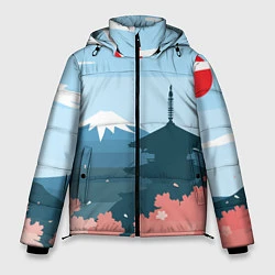 Куртка зимняя мужская Вид на Фудзияму - Япония, цвет: 3D-светло-серый