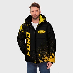 Куртка зимняя мужская Ford - gold gradient: надпись, символ, цвет: 3D-черный — фото 2