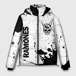 Куртка зимняя мужская Ramones и рок символ на светлом фоне, цвет: 3D-черный