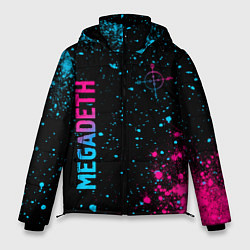 Куртка зимняя мужская Megadeth - neon gradient: надпись, символ, цвет: 3D-черный
