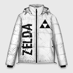 Куртка зимняя мужская Zelda glitch на светлом фоне: надпись, символ, цвет: 3D-черный
