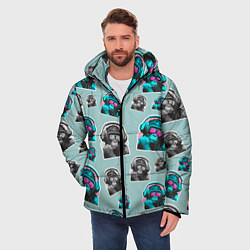 Куртка зимняя мужская Обезьяна меломан, цвет: 3D-светло-серый — фото 2