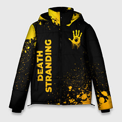 Куртка зимняя мужская Death Stranding - gold gradient: надпись, символ, цвет: 3D-черный