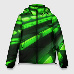 Куртка зимняя мужская Green neon abstract, цвет: 3D-черный
