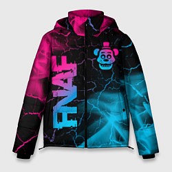Куртка зимняя мужская FNAF - neon gradient: надпись, символ, цвет: 3D-черный