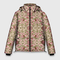 Куртка зимняя мужская Розовые цветы и вензеля, цвет: 3D-черный
