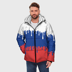Куртка зимняя мужская Флаг России - потёки, цвет: 3D-светло-серый — фото 2