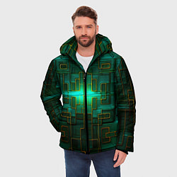 Куртка зимняя мужская Тёмно-зелёная электросхема, цвет: 3D-красный — фото 2