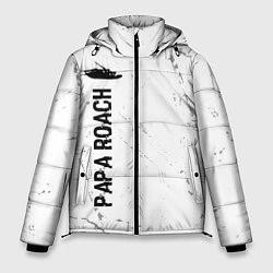 Куртка зимняя мужская Papa Roach glitch на светлом фоне: по-вертикали, цвет: 3D-черный