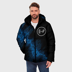 Куртка зимняя мужская Twenty One Pilots звуковая волна, цвет: 3D-черный — фото 2