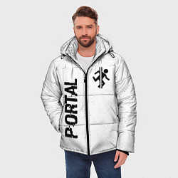 Куртка зимняя мужская Portal glitch на светлом фоне: надпись, символ, цвет: 3D-черный — фото 2