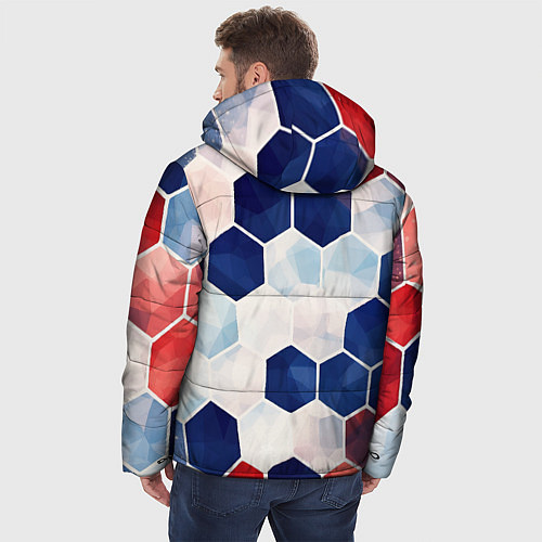 Мужская зимняя куртка Плиты белые синие красные / 3D-Красный – фото 4