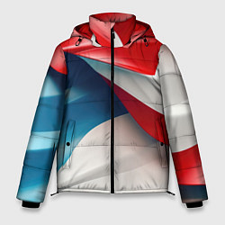Куртка зимняя мужская Белые синие красные объемные волны, цвет: 3D-черный