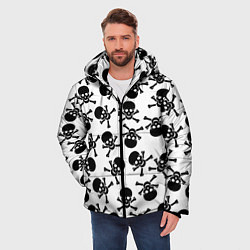 Куртка зимняя мужская Черепа и кости паттерном, цвет: 3D-черный — фото 2