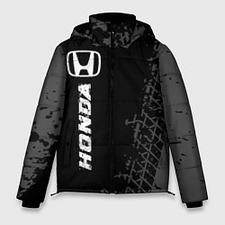 Мужская зимняя куртка Honda speed на темном фоне со следами шин: по-верт