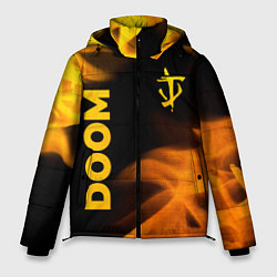 Куртка зимняя мужская Doom - gold gradient: надпись, символ, цвет: 3D-черный