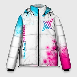 Куртка зимняя мужская Darling in the FranXX neon gradient style: надпись, цвет: 3D-черный
