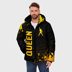 Куртка зимняя мужская Queen - gold gradient: надпись, символ, цвет: 3D-черный — фото 2