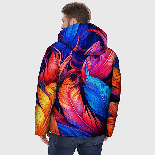 Мужская зимняя куртка Экзотические перья / 3D-Красный – фото 4
