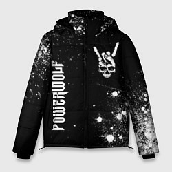 Куртка зимняя мужская Powerwolf и рок символ на темном фоне, цвет: 3D-черный