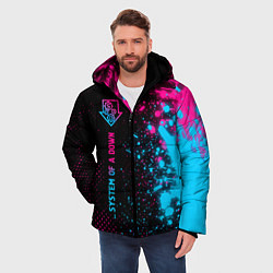 Куртка зимняя мужская System of a Down - neon gradient: по-вертикали, цвет: 3D-черный — фото 2