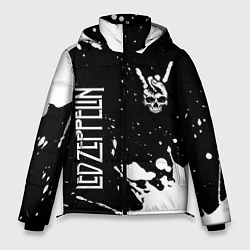 Куртка зимняя мужская Led Zeppelin и рок символ на темном фоне, цвет: 3D-черный