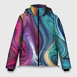 Куртка зимняя мужская Красочные волны, цвет: 3D-черный