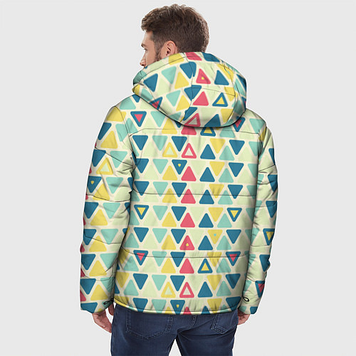 Мужская зимняя куртка Треугольный орнамент / 3D-Красный – фото 4