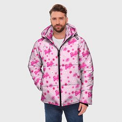 Куртка зимняя мужская Барби, сердечки и цветочки, цвет: 3D-светло-серый — фото 2