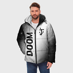 Куртка зимняя мужская Doom glitch на светлом фоне: надпись, символ, цвет: 3D-черный — фото 2