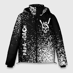Куртка зимняя мужская Papa Roach и рок символ на темном фоне, цвет: 3D-черный