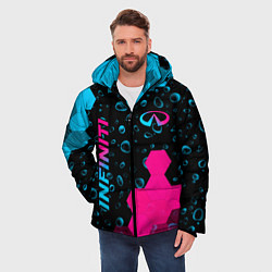 Куртка зимняя мужская Infiniti - neon gradient: надпись, символ, цвет: 3D-черный — фото 2