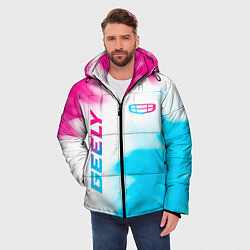 Куртка зимняя мужская Geely neon gradient style: надпись, символ, цвет: 3D-черный — фото 2