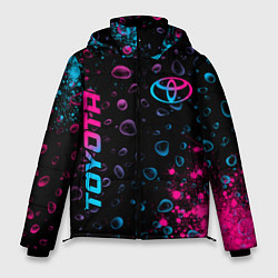 Куртка зимняя мужская Toyota - neon gradient: надпись, символ, цвет: 3D-черный